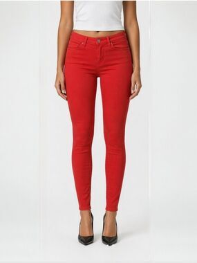 Ann Taylor LOFT Super Skinny Jeans 27/4 Red Midrise Stretch